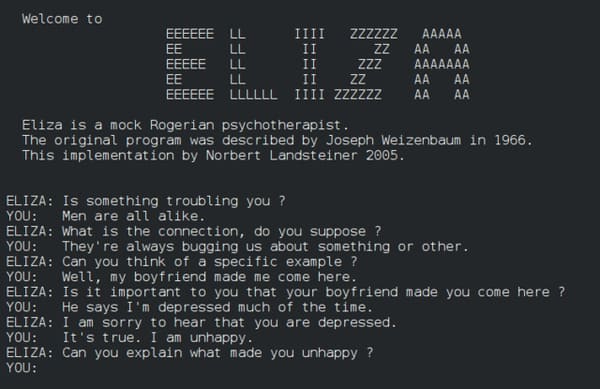 Una conversación con el chatbot ELIZA (Wikimedia Commons)