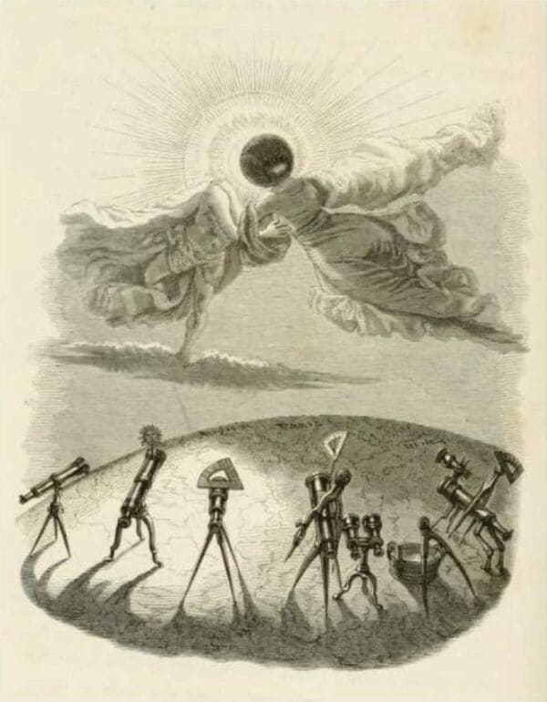 El Sol abraza a la Luna / Eclipse de Sol, Jean Jacques Grandville (1844)