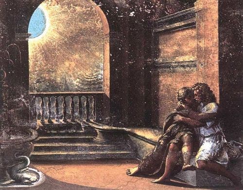 'Isaac y Rebeca espiados por Abimelec', Rafael y su taller (1519)
