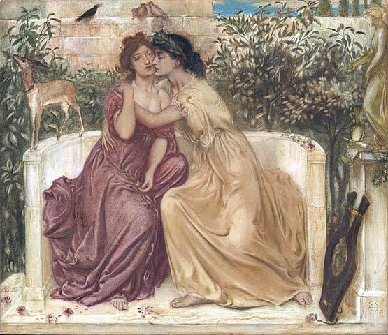 'Sappho and Erinna in a Garden at Mytilene', Simeon Solomon (1864)