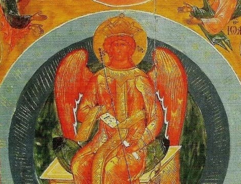Icono de Sofía, la Sabiduría Divina, representada en la Iglesia de San Jorge en Vologda, Rusia (ca. siglo XVI; detalle)