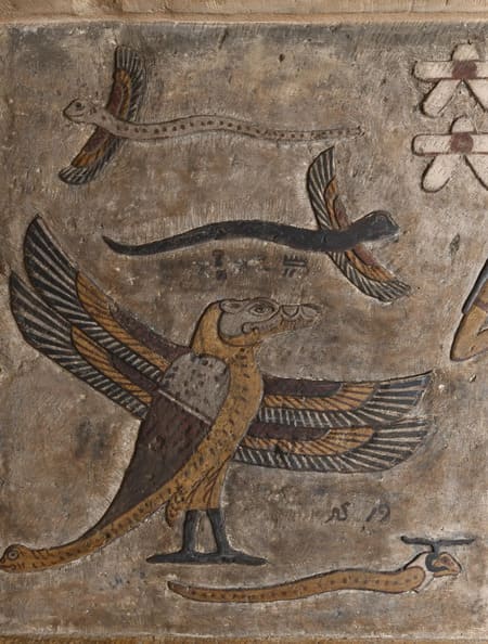 Serpientes aladas y una criatura fantástica con partes de pájaro, cocodrilo y serpiente (Imagen: Ahmed Emam)