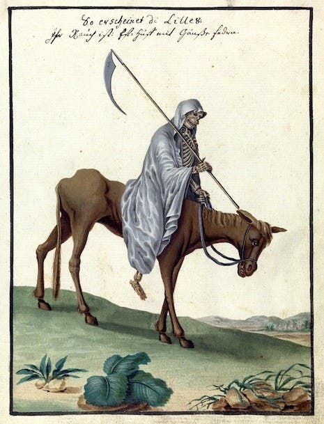 L0076368 Illustration of the Grim Reaper on horseback, MS 1766.