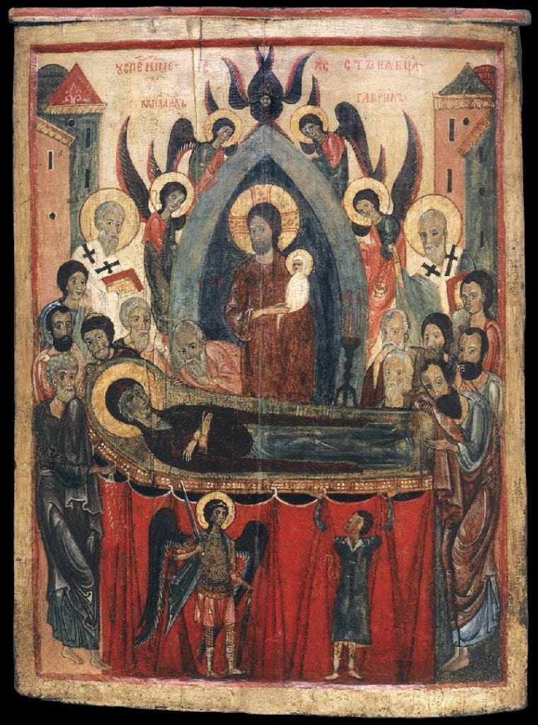 Unknown_painter_-_The_Dormition_of_the_Mother_of_God_-_WGA23493